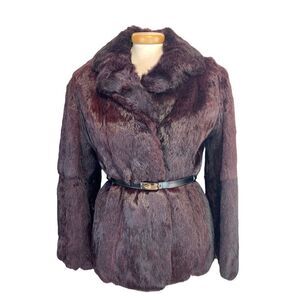 𝅺VINTAGE Ilana by Amerella Deep Red Rabbit Fur Jacket